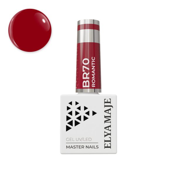 Vernis semi-permanent n°70 – Romantic, rouge profond et élégant.