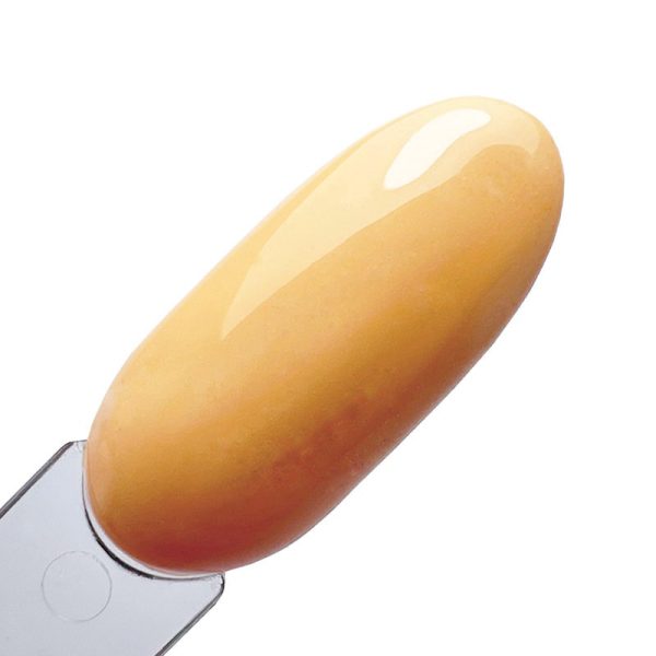 Tips montrant le rendu du vernis semi-permanent Elyamaje n°219 – Redwood, orange claire et élégant.
