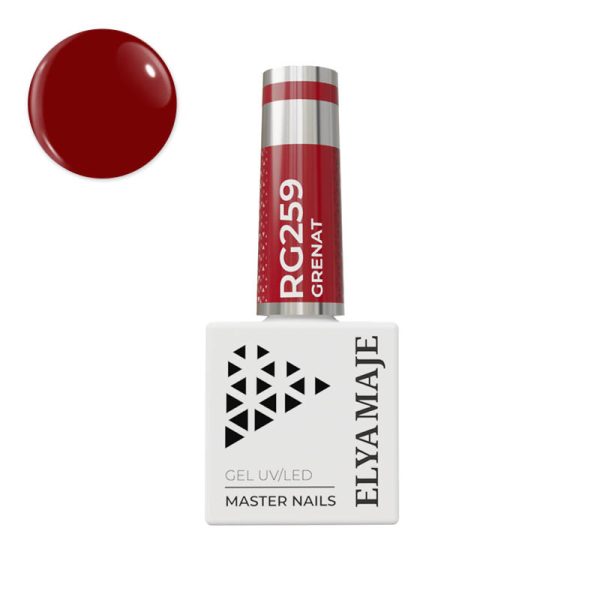 Vernis semi-permanent n°259 – Grenat, rouge profond et élégant.