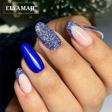 Pose gel bleu scintillant