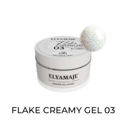 Milky White n°03 – Flake Creamy Gel – Gel de construction UV LED – Elyamaje