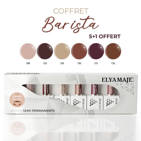 Coffret Barista Visuel du coffret Barista Elyamaje aux couleurs marrons et nudes