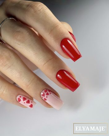 Inspiration St Valentin - Elyamaje - manucure rouge et design nude