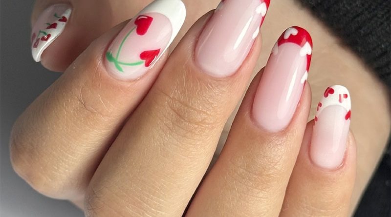 Inspiration nail art - Ongles cerise - summer nail art Elyamaje