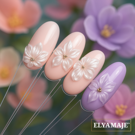 Flower Sculpt - nail art fleurs 3D sculptées en gel relief sur tips pour prothésistes ongulaires