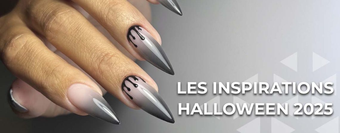 Baby color noir avec effet gouttes de sang, inspiration nail art Halloween 2025