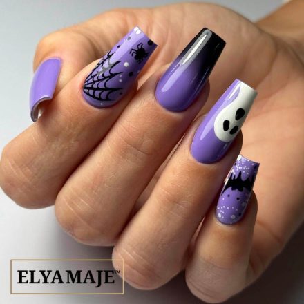 Nail art Halloween violet & noir