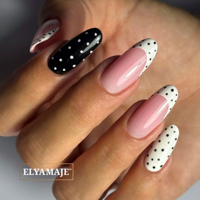 Nail Art pois blanc et noir - TENDANCES ONGULAIRES HIVER 2026